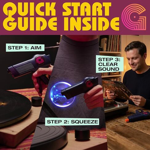 Anti Static Gun For Vinyl Records | Vinyl Record Cleaner Kit Includes Zero Static Remover Gun With Stylus Cleaner, Record Cleaning Brush, and Album Cleaning Solution - With Vintage Turntable Packaging in Saudi Arabia