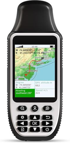 S190 Handheld GPS Navigator, Rugged Handheld GPS for Hiking with 3-Axis Compass, 3.2" Color Display, Handheld GPS with Preloaded USA Topo Maps, 64GB Memory and Extra Battery Life in Saudi Arabia
