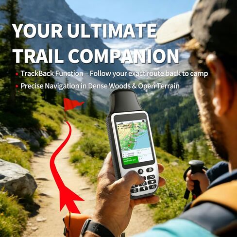 S190 Handheld GPS Navigator, Rugged Handheld GPS for Hiking with 3-Axis Compass, 3.2" Color Display, Handheld GPS with Preloaded USA Topo Maps, 64GB Memory and Extra Battery Life in Saudi Arabia