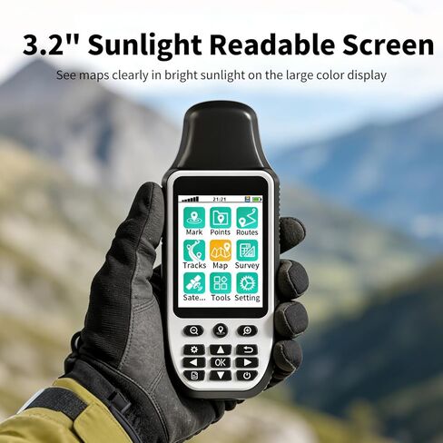 S190 Handheld GPS Navigator, Rugged Handheld GPS for Hiking with 3-Axis Compass, 3.2" Color Display, Handheld GPS with Preloaded USA Topo Maps, 64GB Memory and Extra Battery Life in Saudi Arabia