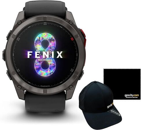Garmin fēnix 8 Pro، شاشة MicroLED، 51 مم، ساعة ذكية Premium Multisport GPS مع تقنية inReach، Sapphire، DLC Titanium Bundle مع GPS City Microfiber Cloth وقبعة (010-03380-00) in Saudi Arabia