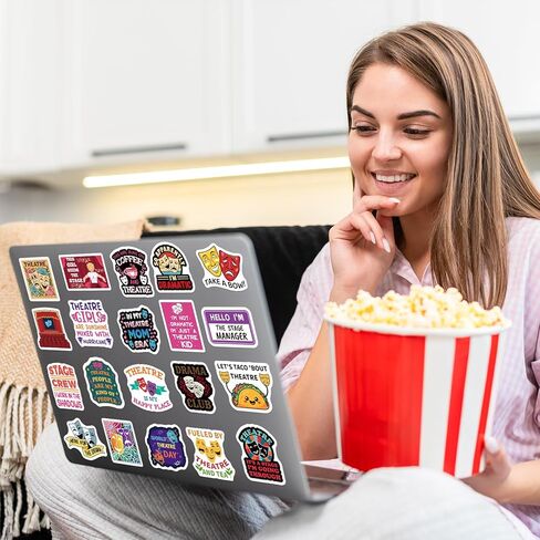 200PCS Theatre Stickers for Laptop, Waterproof Vinyl Drama Stickers for Water Bottle Phone Scrapbook, Musical Theatre Gifts for Kids Teens, Drama Club Party Favors in Saudi Arabia