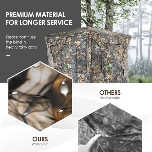 GYMAX Hunting Blind, 3 Persons Pop Up Ground Blind with Shooting Hole, Windows & Silent Sliding, 360 Degree See Through Portable Durable Hunting Tent, Camouflage Ground Blind for Deer Turkey Hunting in Saudi Arabia