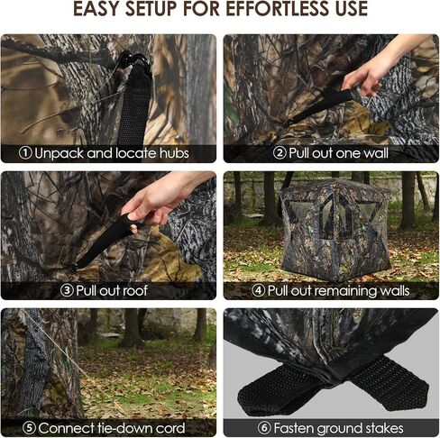 GYMAX Hunting Blind, 3 Persons Pop Up Ground Blind with Shooting Hole, Windows & Silent Sliding, 360 Degree See Through Portable Durable Hunting Tent, Camouflage Ground Blind for Deer Turkey Hunting in Saudi Arabia