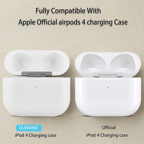 حافظة شحن بديلة من OLEBAND لأجهزة AirPods الجيل الرابع USB-C، حافظات شاحن لاسلكية متوافقة مع حافظة بديلة من الجيل iPod 4، تدعم اقتران الأسنان الزرقاء، (أبيض) in Saudi Arabia
