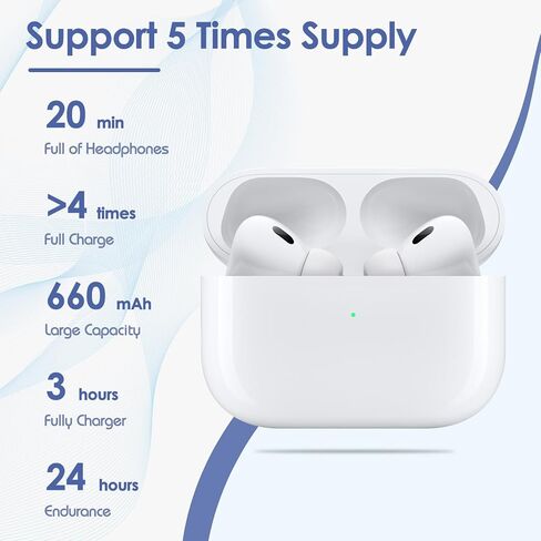 حافظة شحن لاسلكية بديلة لأجهزة AirPods Pro الجيل الأول والثاني، منفذ USB-C مع زر الاقتران والمزامنة، حافظة شحن بديلة Airpods Pro 2 تدعم حافظة شحن Airpods pro 2 اللاسلكية in Kuwait