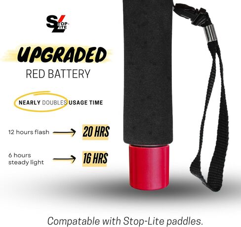 12" LED Stop/Stop Dopuble-Sided Paddle, Bright White Lights Illuminating the Letters, Automatic On/Off, Lightweight, Comfortable Grip, Rechargeable in Saudi Arabia