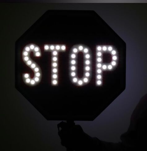12" LED Stop/Stop Dopuble-Sided Paddle, Bright White Lights Illuminating the Letters, Automatic On/Off, Lightweight, Comfortable Grip, Rechargeable in Saudi Arabia