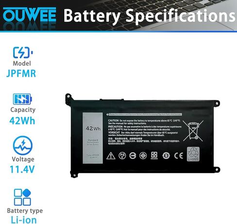 استبدال بطارية JPFMR لجهاز Dell Chromebook 3100 3400 2 في 1 5488 5493 5593 P90F Series Notebook 0JPFMR 7T0D3 07T0D3 7MT0R 7MTOR 16DPH DN33X RDNP5 65N6H 42Wh 3500mAh 11.4V in Saudi Arabia