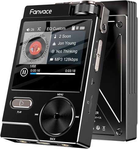 مشغل HiFi MP3، مشغل موسيقى صوتي رقمي عالي الدقة DSD بدون فقدان، مشغل صوت DAC FLAC محمول، 192 كيلو هرتز/24 بت، مشغل صوت محمول 64 جيجابايت، يدعم حتى 256 جيجابايت (أسود) in Kuwait