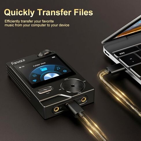 مشغل HiFi MP3، مشغل موسيقى صوتي رقمي عالي الدقة DSD بدون فقدان، مشغل صوت DAC FLAC محمول، 192 كيلو هرتز/24 بت، مشغل صوت محمول 64 جيجابايت، يدعم حتى 256 جيجابايت (أسود) in Kuwait