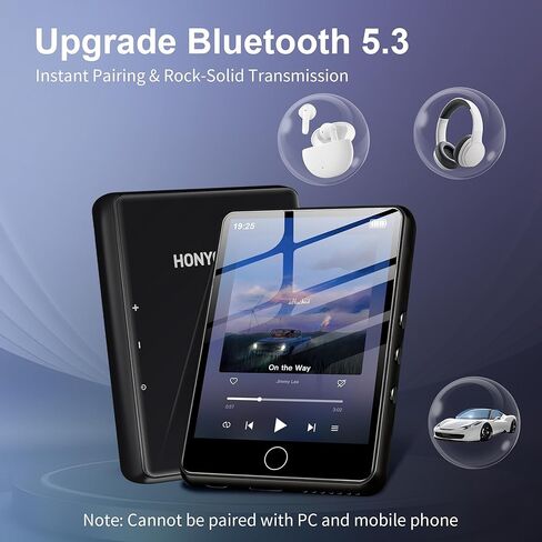 2.8" Display Bluetooth MP3 Player, Portable HiFi Music Player with Bluetooth 5.4, FM Radio, HD Speaker, E-Book, Voice Recorder & Earphones, Black in Saudi Arabia