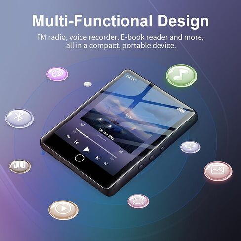 2.8" Display Bluetooth MP3 Player, Portable HiFi Music Player with Bluetooth 5.4, FM Radio, HD Speaker, E-Book, Voice Recorder & Earphones, Black in Saudi Arabia