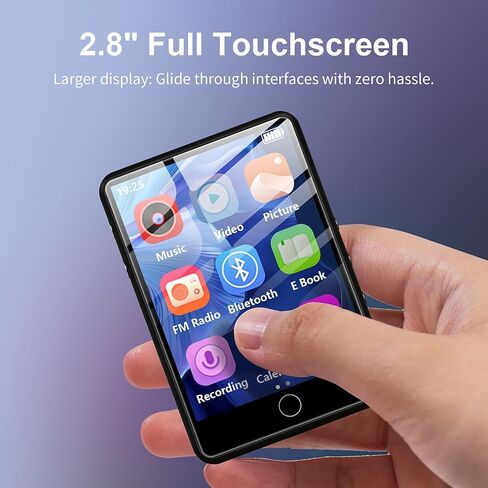 2.8" Display Bluetooth MP3 Player, Portable HiFi Music Player with Bluetooth 5.4, FM Radio, HD Speaker, E-Book, Voice Recorder & Earphones, Black in Saudi Arabia