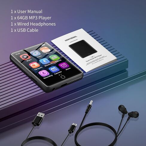 2.8" Display Bluetooth MP3 Player, Portable HiFi Music Player with Bluetooth 5.4, FM Radio, HD Speaker, E-Book, Voice Recorder & Earphones, Black in Saudi Arabia