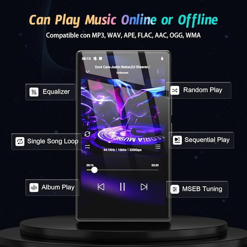 96GB Android Portable MP3 Player, 5" MP4 Player with Bluetooth and WiFi, Music Player with Android 13, HiFi Sound, MP3 Player with Spotify, YouTube, Play Store in Saudi Arabia