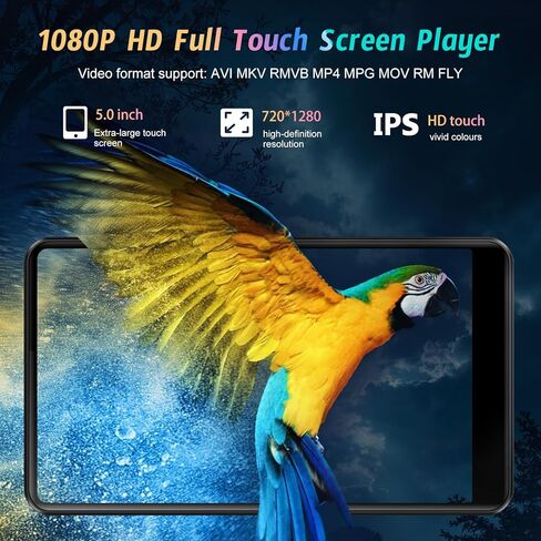96GB Android Portable MP3 Player, 5" MP4 Player with Bluetooth and WiFi, Music Player with Android 13, HiFi Sound, MP3 Player with Spotify, YouTube, Play Store in Saudi Arabia