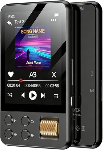 128GB MP3 Player with Bluetooth 5.3, AGXOV Music Player with Built-in HD Speaker, FM Radio, Voice Recorder, HiFi Sound, E-Book, Earphones Included (Black) (2.4''128GB) in Saudi Arabia