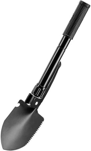 Barska Folding Survival Shovel with Pick, Compass, Serrated Saw Edge, Bottle Opener & Carry Case Compact Camping, Hiking, Metal Detecting & Emergency Tool Steel in Saudi Arabia