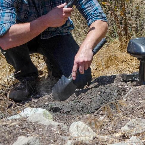 Barska Folding Survival Shovel with Pick, Compass, Serrated Saw Edge, Bottle Opener & Carry Case Compact Camping, Hiking, Metal Detecting & Emergency Tool Steel in Saudi Arabia