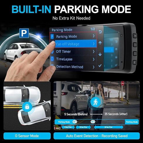 كاميرا Magellan Dash Cam أمامية وخلفية، 2.5K + 1080p Full HD Dash Camera، بطاقة 64 جيجابايت، حامل قوي، وضع ركن السيارة، Dual Starvis 2، شبكة Wi-Fi مدمجة، نظام تحديد المواقع العالمي (GPS)، التحكم في التطبيقات، رؤية ليلية in Kuwait