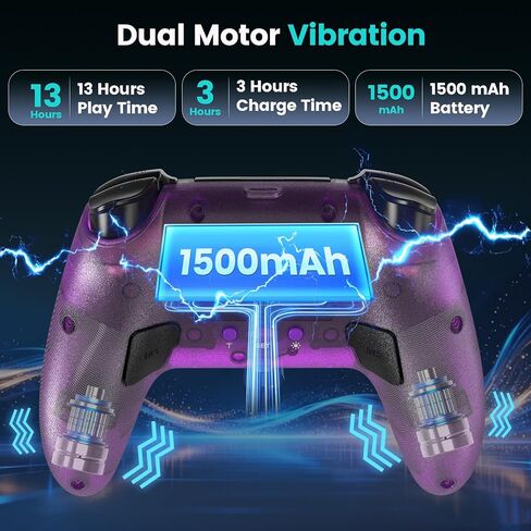 وحدة تحكم Linhugame اللاسلكية لجهاز PS5/Pro/Slim/PC، مع غلاف شفاف/شريط إضاءة RGB/أقراص تحكم بتأثير القاعة ومشغل/ماكرو/توربو/مقبس صوت 3.5 ملم/مكبر صوت وميكروفون/لوحة ألعاب ببطارية كبيرة سعة 1500 مللي أمبير في الساعة (أرجواني) in Kuwait
