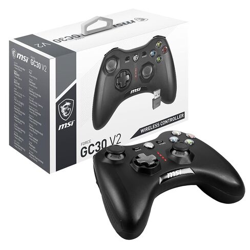 وحدة تحكم الألعاب اللاسلكية msi Force GC30 V2 باللون الأسود، محركات اهتزاز مزدوجة، أوضاع اتصال مزدوجة، وسادات D قابلة للتبديل، متوافقة مع أجهزة الكمبيوتر الشخصية وأجهزة Android in Kuwait