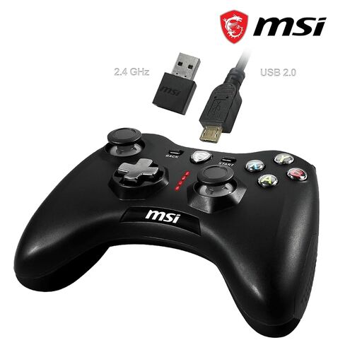 وحدة تحكم الألعاب اللاسلكية msi Force GC30 V2 باللون الأسود، محركات اهتزاز مزدوجة، أوضاع اتصال مزدوجة، وسادات D قابلة للتبديل، متوافقة مع أجهزة الكمبيوتر الشخصية وأجهزة Android in Kuwait