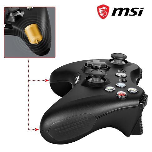 وحدة تحكم الألعاب اللاسلكية msi Force GC30 V2 باللون الأسود، محركات اهتزاز مزدوجة، أوضاع اتصال مزدوجة، وسادات D قابلة للتبديل، متوافقة مع أجهزة الكمبيوتر الشخصية وأجهزة Android in Kuwait