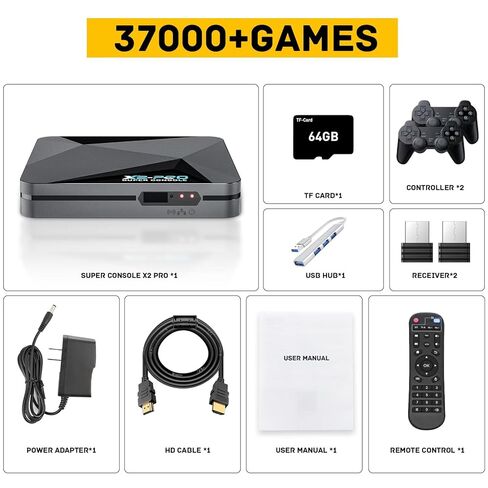 Kinhank Super Console X2 pro Retro Game Console with 37000+GamesVideo Game Console EmuELEC 4.6/Android 9.0 in 1, with 2 Gamepad Inside,2.4G+5G and BT 5.0 in Saudi Arabia