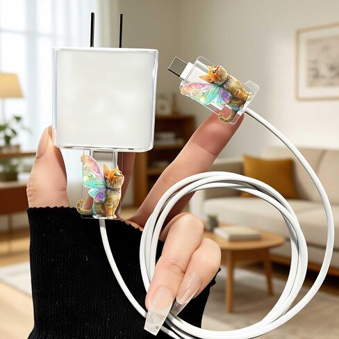 2pcs Acrylic Magical Cat Cable Protector, Type-C Compatible, Anti-Break Data Cable Cover, Beautiful and Durable Charging Cable Protective Case, Perfectly Ideal in Saudi Arabia