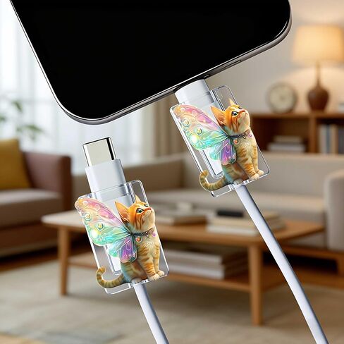2pcs Acrylic Magical Cat Cable Protector, Type-C Compatible, Anti-Break Data Cable Cover, Beautiful and Durable Charging Cable Protective Case, Perfectly Ideal in Saudi Arabia