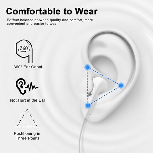 2 Pack Wired Headphones for iPhone Earbuds Built-in Microphone & Volume Control Nosie Reduction Headsets Compatible with iPhone 14/13/12/11/XR/XS/X/8/7/SE/Pro/Pro Max/Support All iOS System in Saudi Arabia