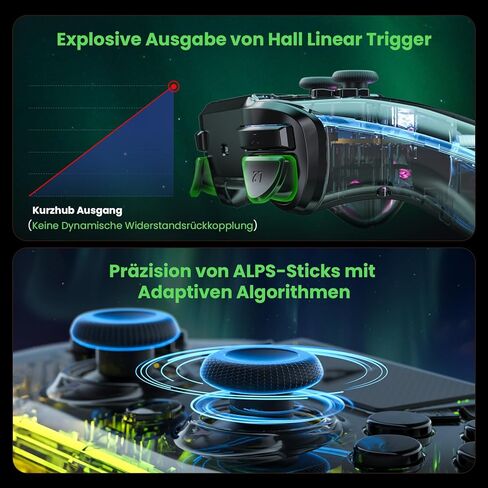 وحدة تحكم لاسلكية AUROCE لجهاز PS4/PS3/PC، وحدة تحكم LED PS4 Dualshock 4 شفافة مع RGB Neon، عصا تناظرية ALPS، مشغل القاعة، مقبس الصوت/مكبر الصوت، Macro/Turbo-Cyber ​​Gray in Saudi Arabia