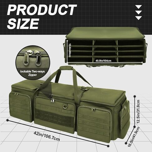 42" Soft Rifle Case for 4 Guns with Molle, Tactical Multi Gun Bag with Padded Dividers and Backpack Straps, Extra Pockets for Outdoor Hunting and Shooting Range, Safe Storage Shipping(Green) in Saudi Arabia