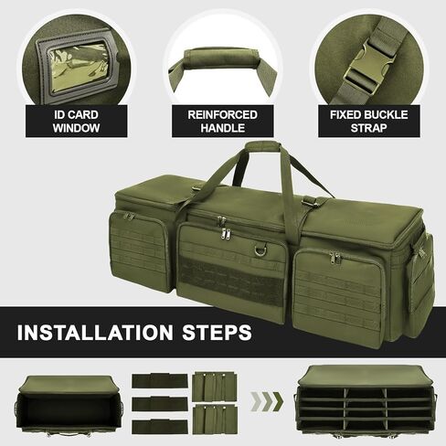42" Soft Rifle Case for 4 Guns with Molle, Tactical Multi Gun Bag with Padded Dividers and Backpack Straps, Extra Pockets for Outdoor Hunting and Shooting Range, Safe Storage Shipping(Green) in Saudi Arabia