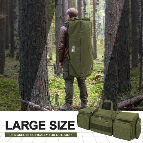 42" Soft Rifle Case for 4 Guns with Molle, Tactical Multi Gun Bag with Padded Dividers and Backpack Straps, Extra Pockets for Outdoor Hunting and Shooting Range, Safe Storage Shipping(Green) in Saudi Arabia