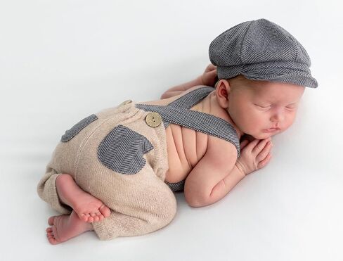 Giggle Angel Newborn Photography Props Set Baby Boy Newborn Outfits Overalls Boy Costume with Cap 0-1 Month in Saudi Arabia
