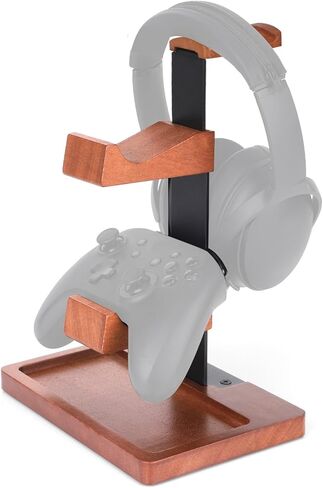 Solid Wood Game Controller Stand & Headphone Holder, Dual Controller Organizer for Xbox Switch Headset Gaming Equipment Stuff Desk Accessories Room Decor for Son Husband Boyfriend in Saudi Arabia