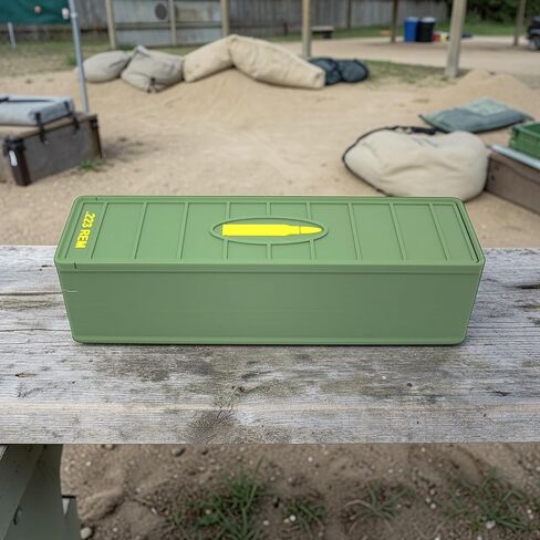 .556 / .223 Ammo Box 100 Round (2 Pack) Stackable Ammo Storage Case Organizer for .556 / .223 Rifle Ammunition with Secure Lid – Durable Ammo Holder Made in USA in Saudi Arabia