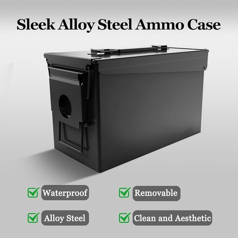 Cal Ammo Can - Heavy Duty Metal Ammo Box for 9mm, Shotgun, Rifle & Nerf - Waterproof, Rust-Proof Military Case - Hunting & Range Storage (Black) in Saudi Arabia
