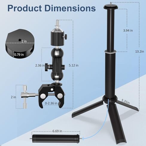 حامل Starlink Mini Clamp Mount 2025، حامل Starlink Mini من الألومنيوم لعمود مركبة اليخوت RV، مجموعات تركيب محمولة مع محول أنابيب، محول قضيب وحامل ثلاثي القوائم على الطاولة تلسكوبي in Kuwait