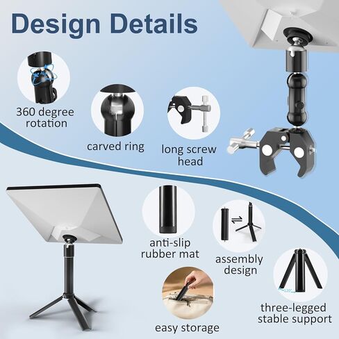 حامل Starlink Mini Clamp Mount 2025، حامل Starlink Mini من الألومنيوم لعمود مركبة اليخوت RV، مجموعات تركيب محمولة مع محول أنابيب، محول قضيب وحامل ثلاثي القوائم على الطاولة تلسكوبي in Kuwait