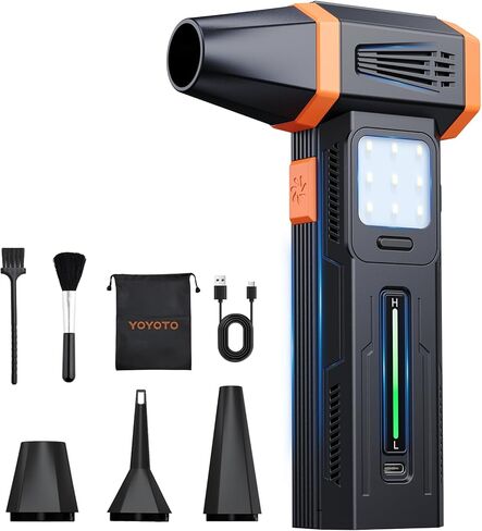 Compressed Air Duster, Electric Air Duster with Powerful 40MM Brushless Motor and 430G Storm Force, 360W Max Power & 59.2WH Rechargeable Blower, Up to 6H, 4 Gear Turbofan for Keyboard Car Home Outdoor in Saudi Arabia