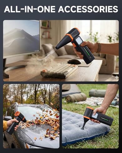 Compressed Air Duster, Electric Air Duster with Powerful 40MM Brushless Motor and 430G Storm Force, 360W Max Power & 59.2WH Rechargeable Blower, Up to 6H, 4 Gear Turbofan for Keyboard Car Home Outdoor in Saudi Arabia