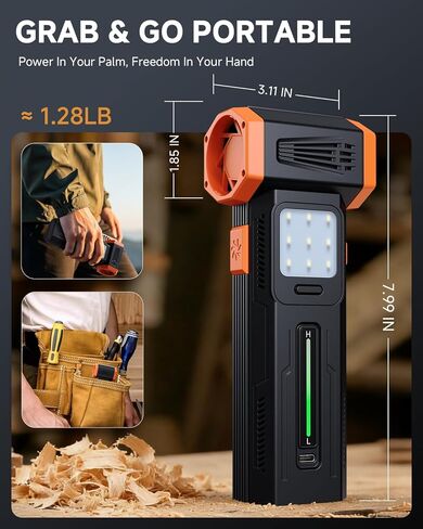 Compressed Air Duster, Electric Air Duster with Powerful 40MM Brushless Motor and 430G Storm Force, 360W Max Power & 59.2WH Rechargeable Blower, Up to 6H, 4 Gear Turbofan for Keyboard Car Home Outdoor in Saudi Arabia