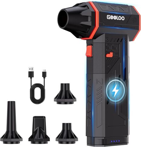 منفاخ هواء مضغوط F5S من GOOLOO، منفاخ هواء لاسلكي بقوة 180000 دورة في الدقيقة، منفاخ هواء كهربائي قابل لإعادة الشحن مع محرك بدون فرش، منفاخ غبار قابل للتعديل بثلاث سرعات للوحة مفاتيح الكمبيوتر والسيارة والمنزل والخارج in Kuwait
