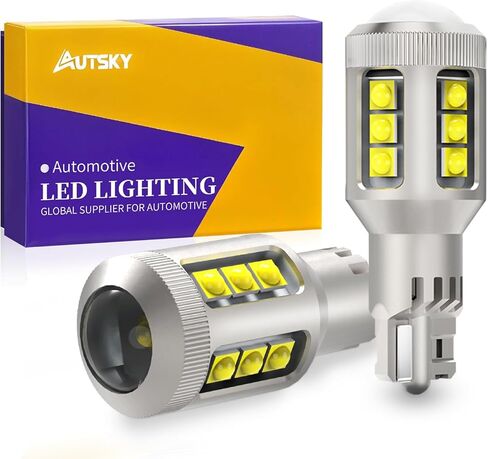 912 921 لمبة LED بيضاء للأضواء العكسية للضوء الاحتياطي، مصابيح T15 906 922 W16W LED 6500K فائقة السطوع، خالية من الأخطاء في Canbus 16-SMD 3030 Chips (عبوتان) in Kuwait