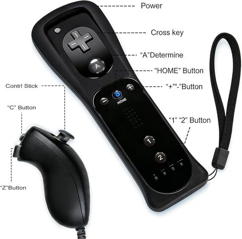 وحدة تحكم Wii Nunchuck JKSvrenthy Wii، وحدات تحكم Wii Remote وNunchuck مع حافظة من السيليكون وحزام لقفل مجموعة Wii وWii U (B) in Kuwait