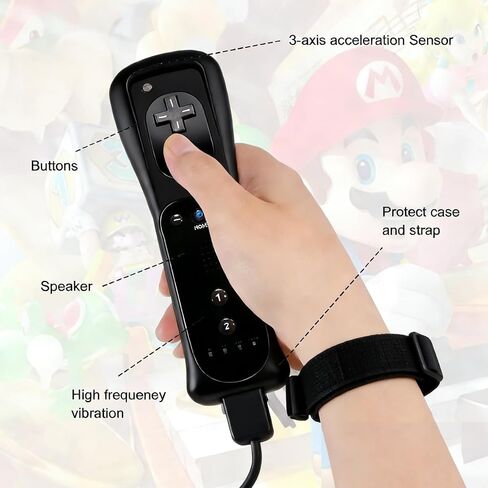 وحدة تحكم Wii Nunchuck JKSvrenthy Wii، وحدات تحكم Wii Remote وNunchuck مع حافظة من السيليكون وحزام لقفل مجموعة Wii وWii U (B) in Kuwait